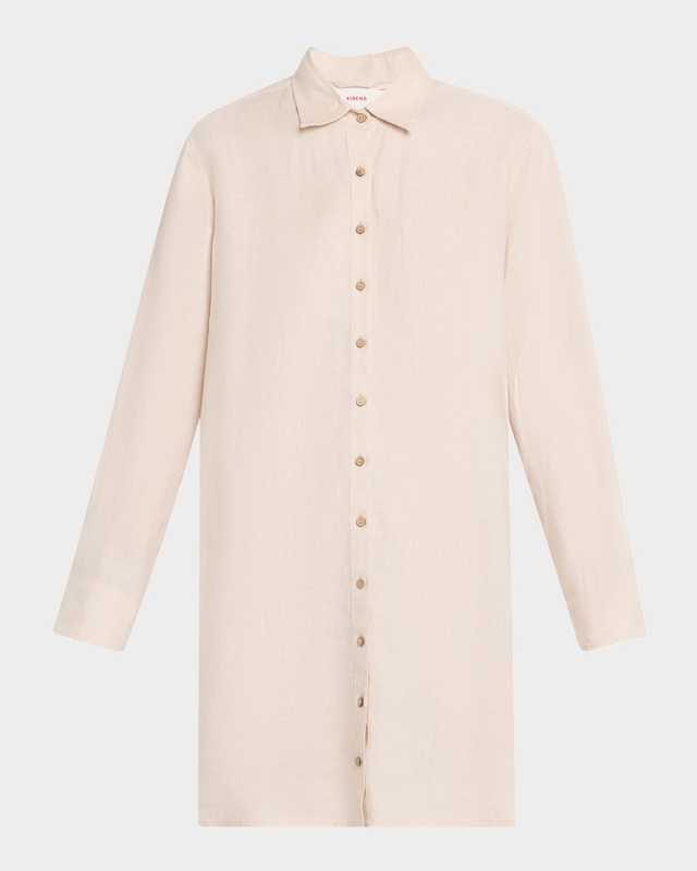 Bobby Solid Linen Shift Mini Shirtdress